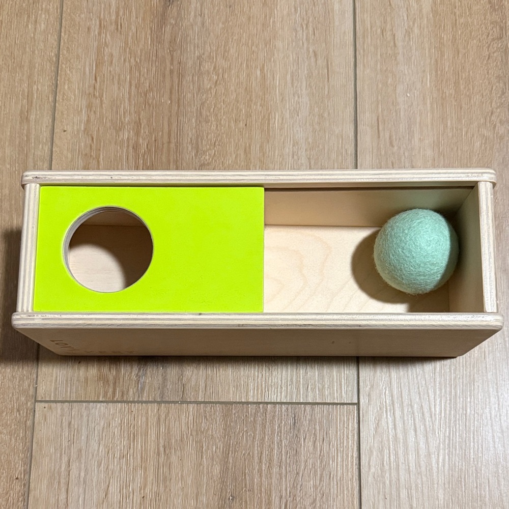 Lovevery Sliding Top Box with Green Ball